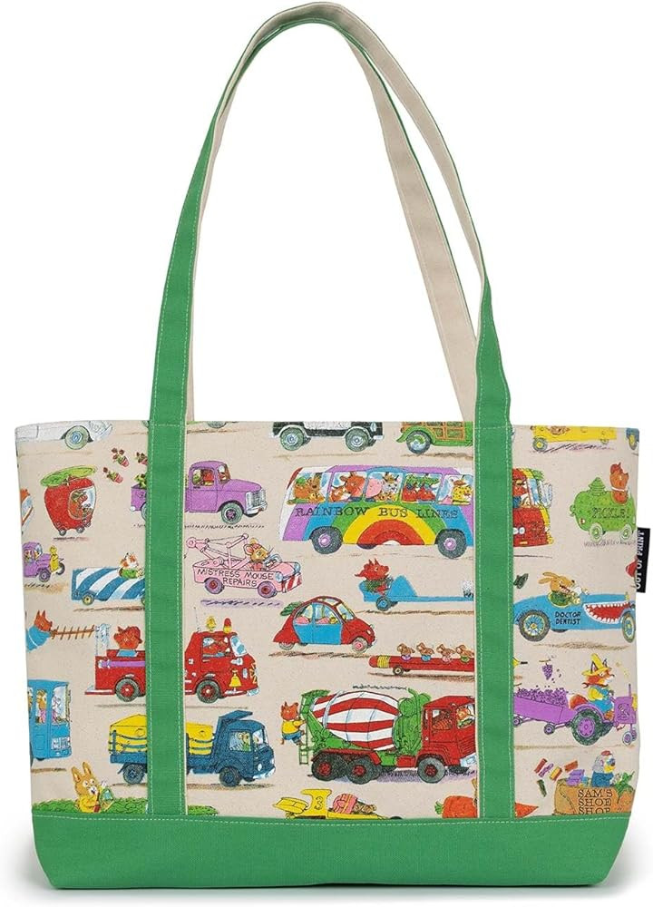 Out of Print Cars and Trucks and Things That Go Zippered Tote Bag with Inner Pocket - Richard Sca... | Amazon (US)