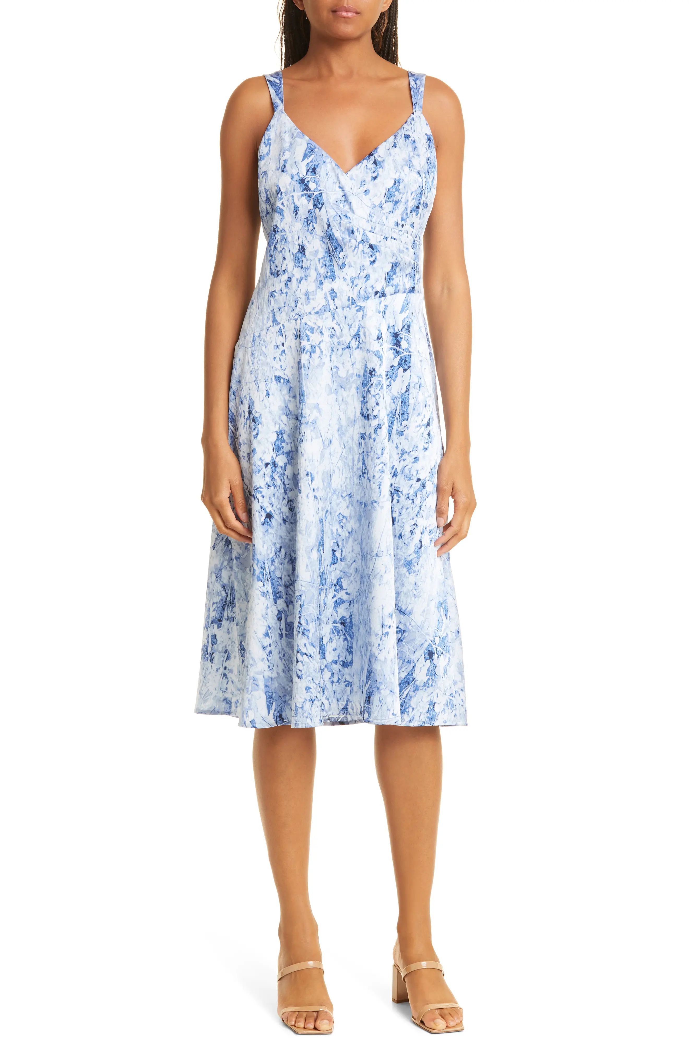 Donna Karan New York Floral Dress in Blue Print at Nordstrom, Size 12 | Nordstrom