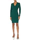 Lark & Ro Women's Long Sleeve Faux Wrap Sheath Sweater Dress, Green, X-Small | Amazon (US)