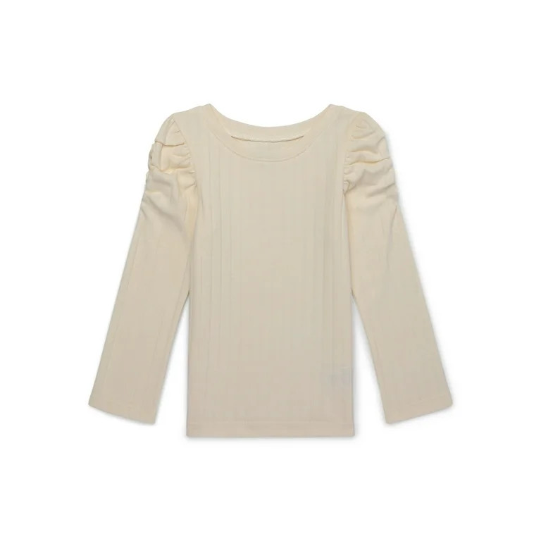 Garanimals Toddler Girl Ruched Sleeve Ribbed Top, Sizes 18M-5T | Walmart (US)