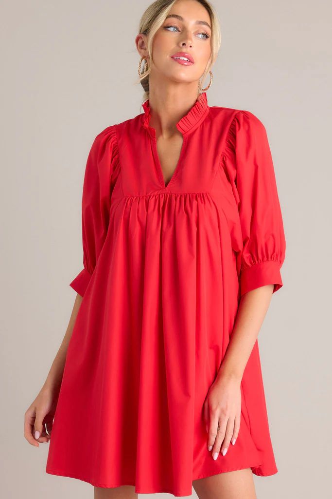 Enchanting Encore Red Puff Sleeve Mini Dress | Red Dress