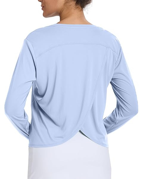 baleaf Women's Running Sun Shirts Long Sleeve UPF 50+ Workout Tops UV Athletic Split Back Quick D... | Amazon (US)