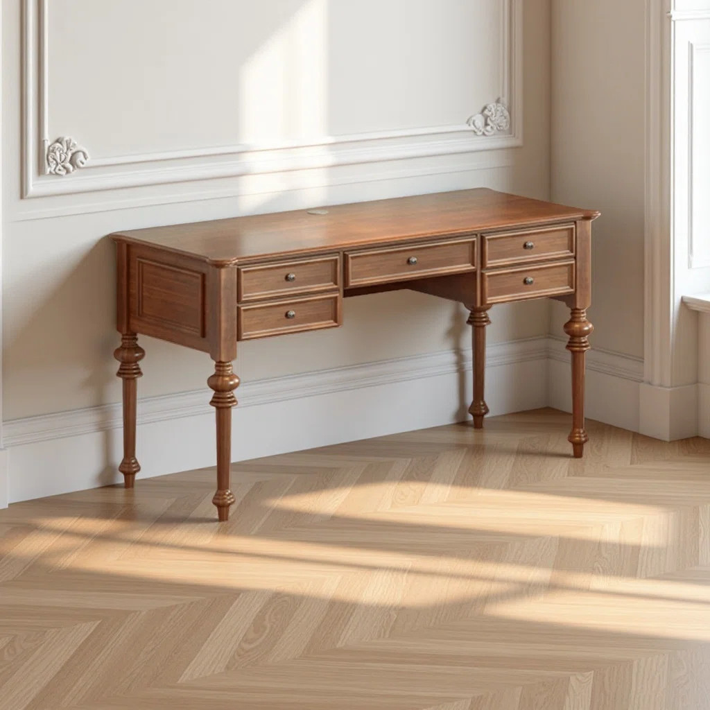 A solid wood desk with gourd shaped legs | Wayfair North America