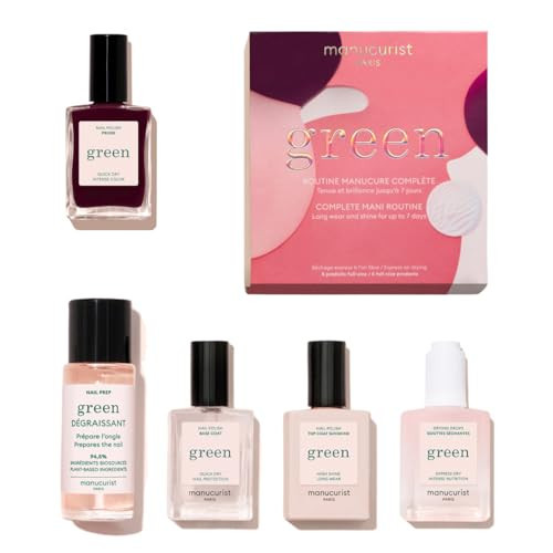 Manucurist Green™ System Set with Plum - Professional Vegan Plant-Based Manicure Kit: 1 Degreaser, 1 Base Coat, 1 Nail Polish Dark Wine, 1 Top Coat, Dried Drops - Gifts for Her | Amazon (US)