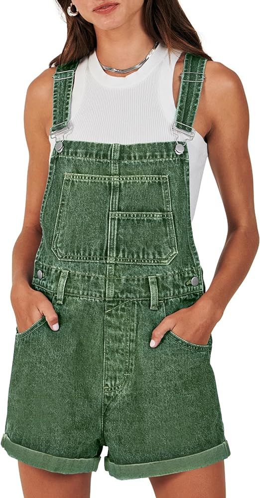 ANRABESS Womens's Denim Shortalls Loose Fit Sleeveless Adjustable Straps Shorts Bib Overalls Jean... | Amazon (US)
