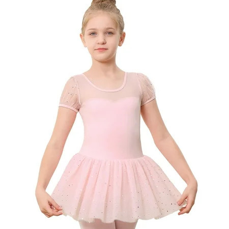 Stelle Toddler Girls Puff Sleeve Sequins Tutu Ballet Dress,Ballet Leotard with Sparkly Skirt Ballerina Performance Outfit Dance Dress,Ballet Pink,7-8 Years | Walmart (US)