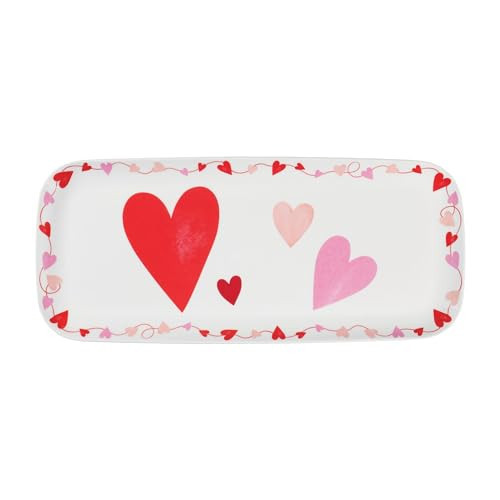 UPware Love Hearts Melamine Serving Tray, 15 x 6.5 Inch Rectangular Serving Platter, BPA Free Food Tray for Party Entertaining | Amazon (US)