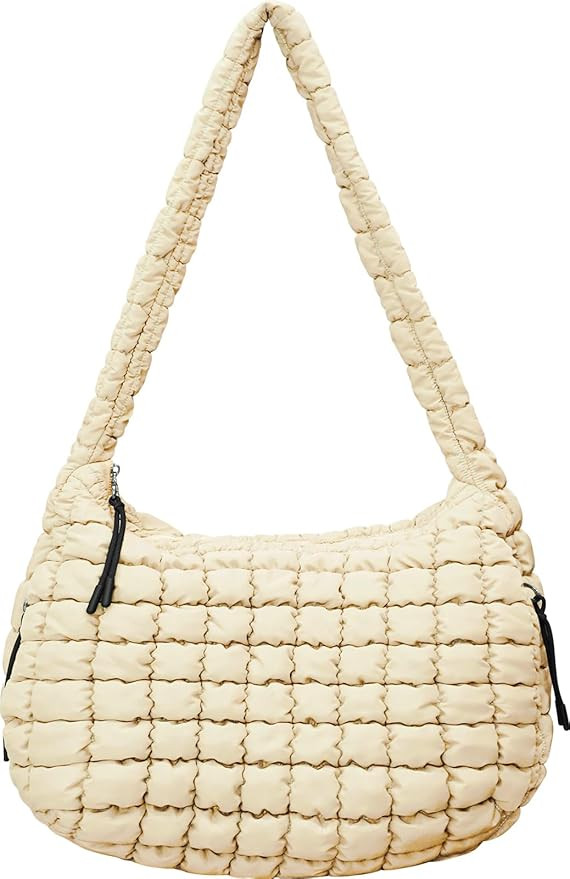 Large Puffer Tote Bag for Women Quilted Crossbody Bag, Hobo Quilted Tote Bag Crossbody Shoulder H... | Amazon (US)