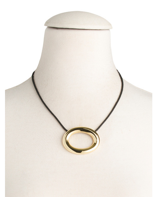 Made In Usa 24kt Gold Plated Corded Oval Pendant Necklace | TJ Maxx