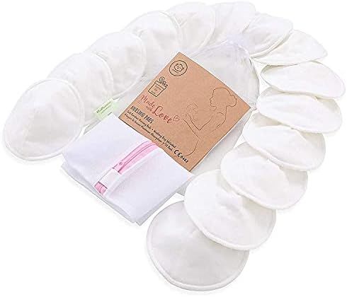Organic Bamboo Nursing Breast Pads - 14 Washable Pads + Wash Bag - Breastfeeding Nipple Pad for M... | Amazon (US)