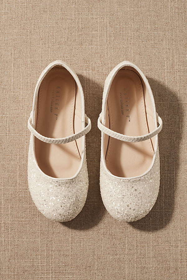 Kailee P. Ridley Glitter Mary Jane Flower Girl Flats By Kailee P. in White Size Youth 2 | Anthropologie (US)