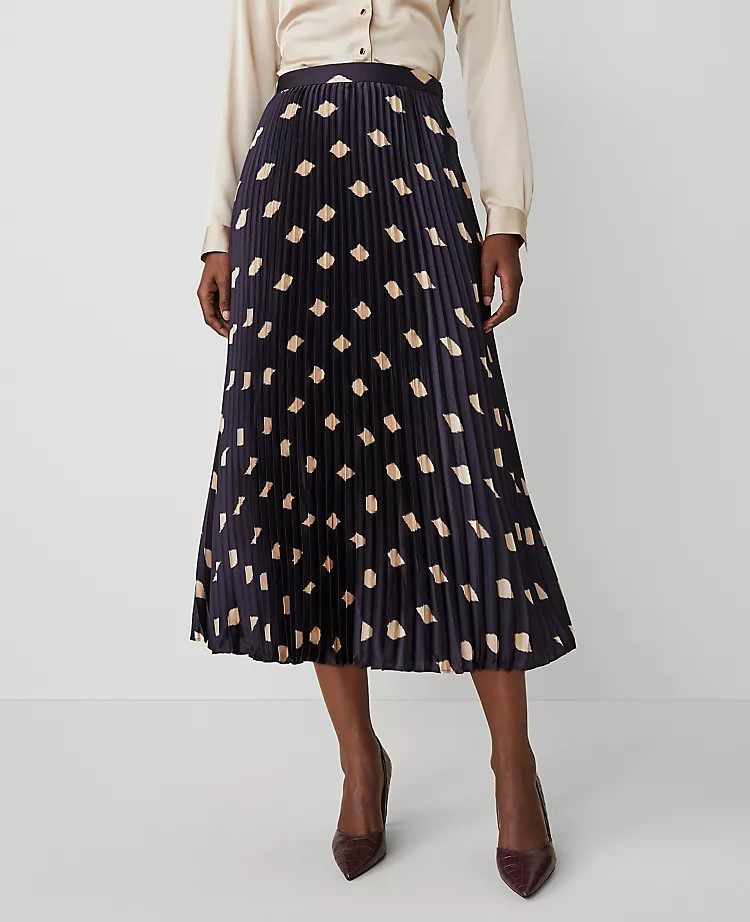 Geo Pleated Midi Skirt | Ann Taylor