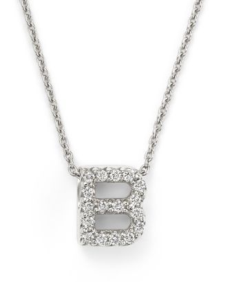 18K White Gold "Love Letter" Initial Pendant Necklace with Diamonds, 16" | Bloomingdale's (US)