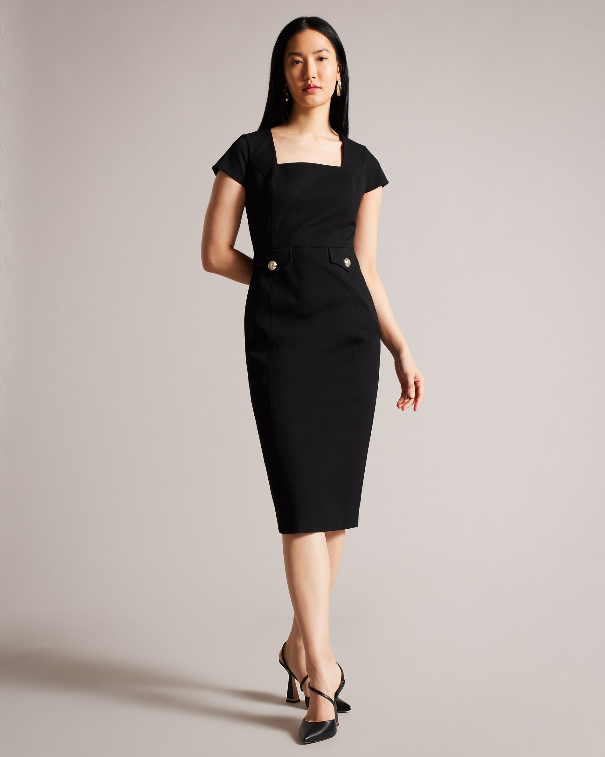 JosiaadSquare Neck Military Midi Dress | Ted Baker IE