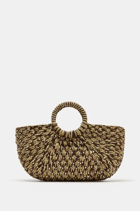Basket-style handbag. Woven-effect body in a combination of colors. Double handles. Removable int... | Zara US