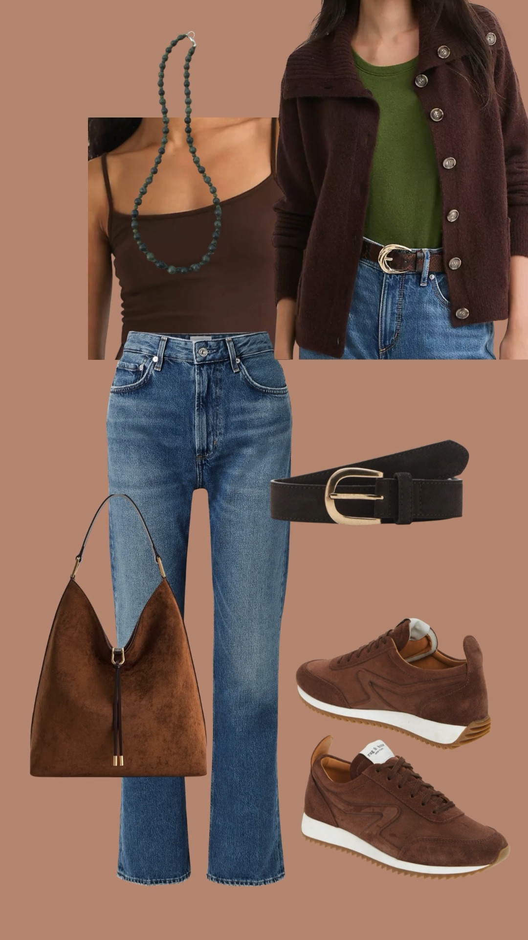 Travel Day Outfit 🤎
Comfy yet polished — this mix of brown and olive tones has been my go-to for travel days and exploring new cities. I paired my favorite straight-leg jeans with a chocolate tank, cozy cardigan, and suede sneakers for an easy, elevated look. Finished it with a suede hobo bag and my signature stone necklace for a pop of texture.

All pieces (and similar finds) are linked in my LTK profile.

#LTKSeasonal #LTKStyleTip #LTKTravel