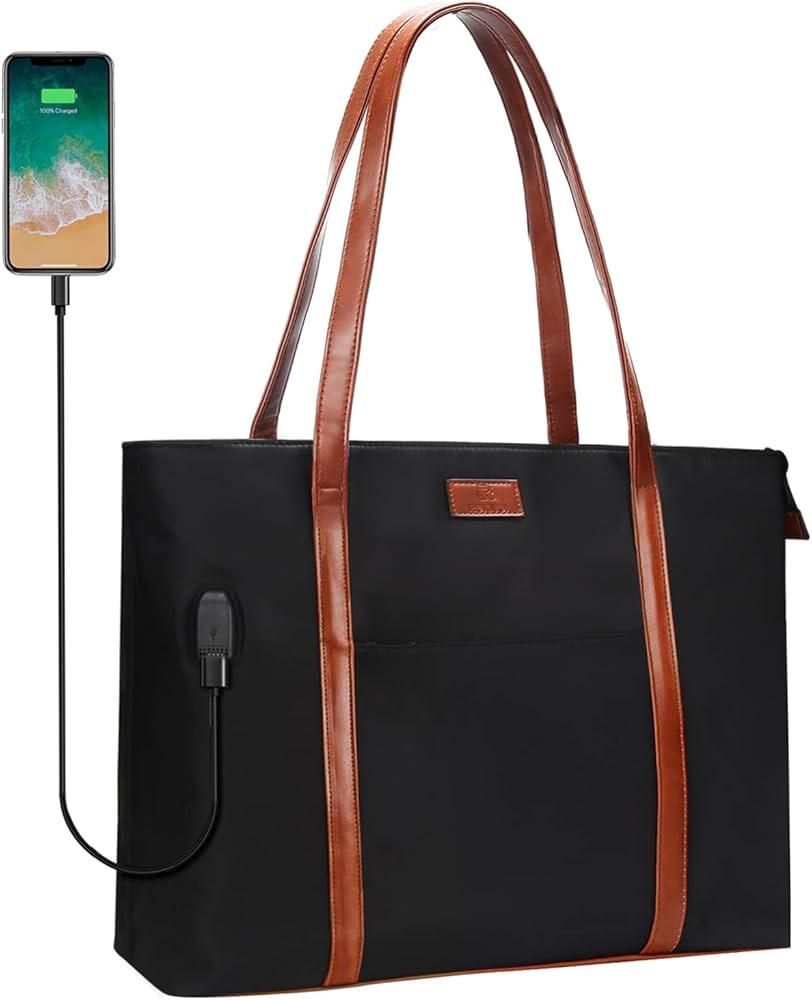 Laptop Tote Bag for Women Teacher Work Office USB Bags Fits 15.6 inches Laptop Ligh... | Amazon (US)