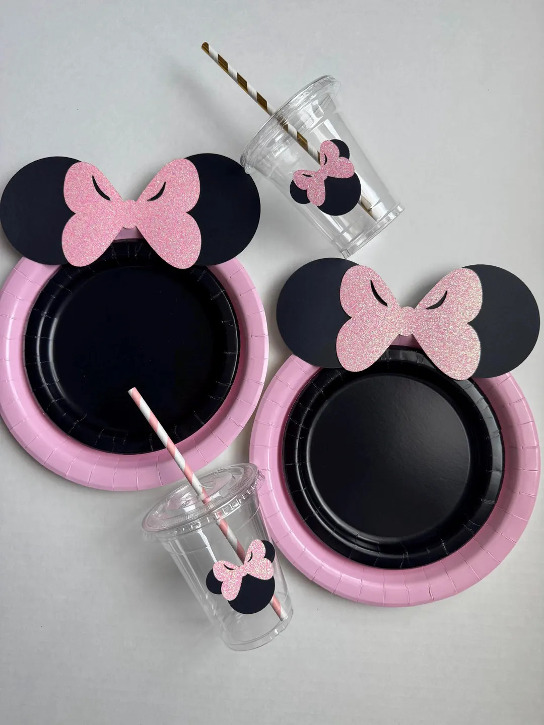 Glitter Pink Minnie Mouse Party Decor: Plates, Cups & Straws - Etsy | Etsy (US)
