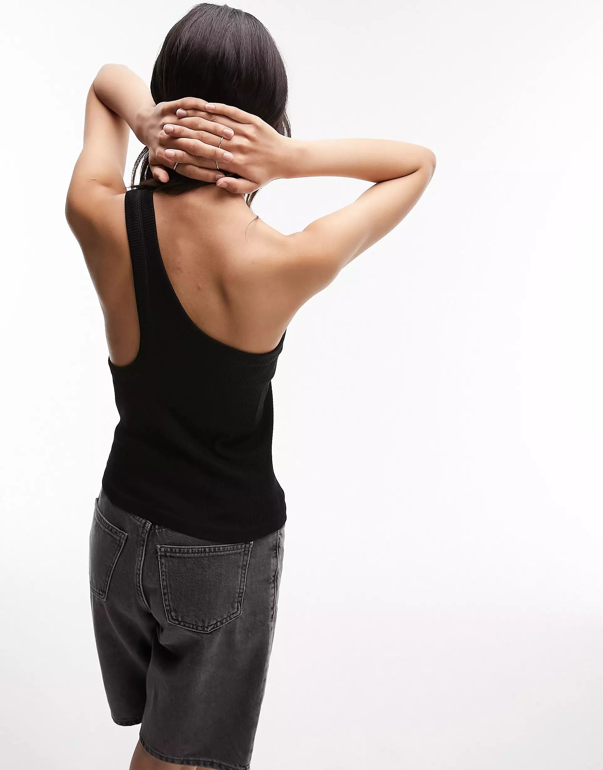 Topshop seamless one shoulder open back top in black | ASOS (Global)