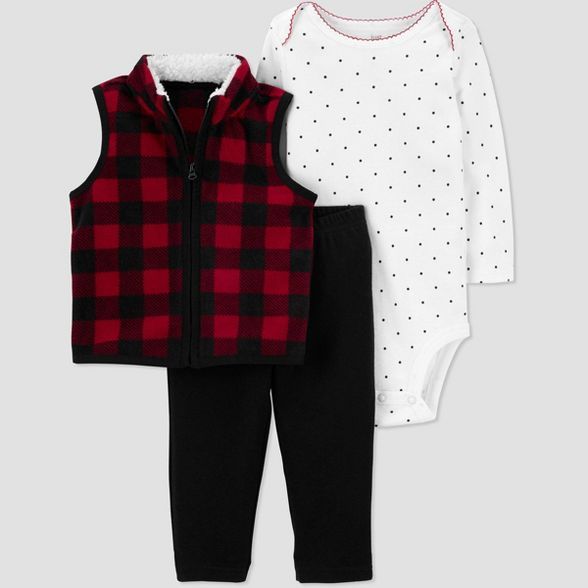 Baby Girls' Buffalo Check Vest Top & Bottom Set - Just One You® made by carter's White/Red | Target