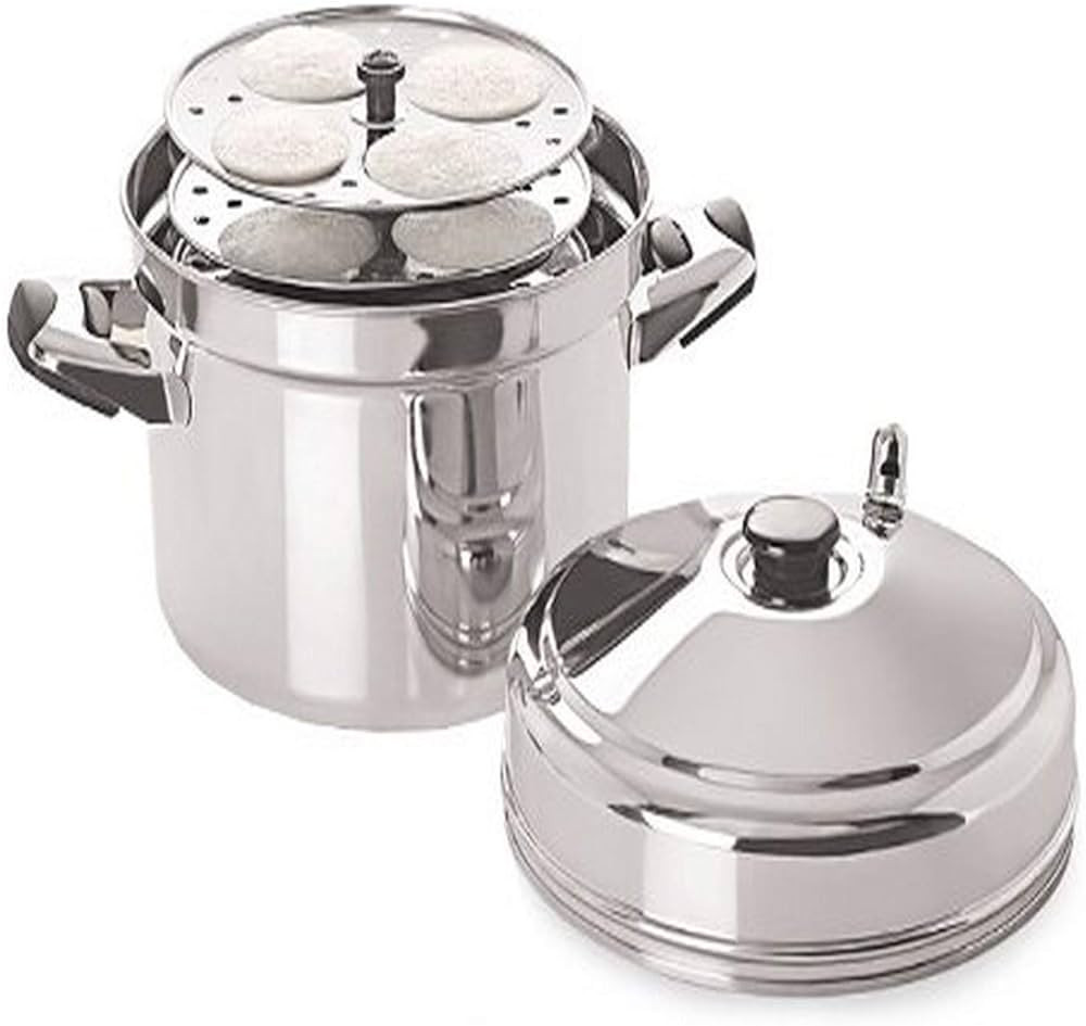 Tabakh IC-206 6-Rack Stainless Steel Idli Cooker with Strong Handles, Makes 24 Idlis,Silver,Large | Amazon (US)