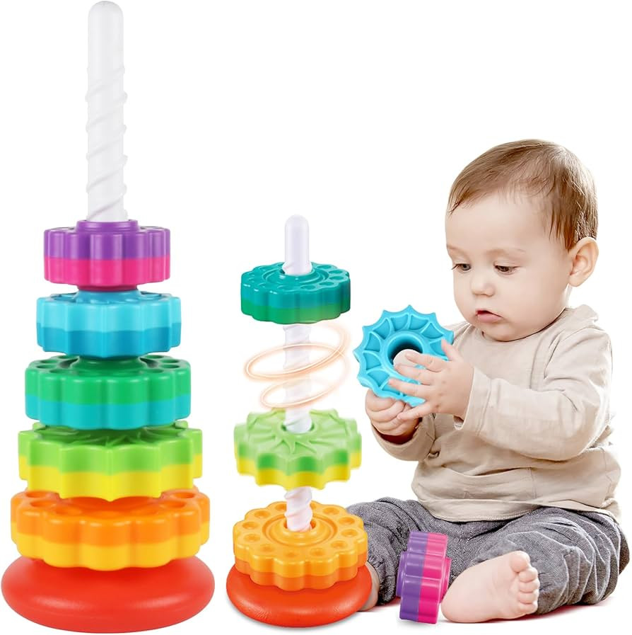 Baby Spinning Stacking Toys for Toddlers 1-3, Spinner Ring Stacker, Montessori Toys for Babies 6-... | Amazon (US)