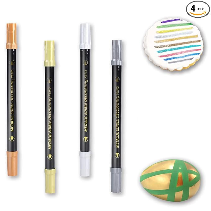 ZJSJSP Edible Metallic Markers,Food Shimmering Color Pen,Fine and Thick Tip Food Upgrade for Cook... | Amazon (US)