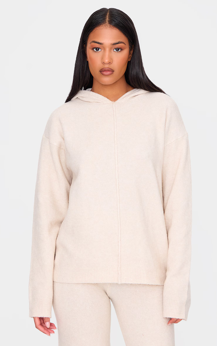 Tall Stone Soft Knit Oversized Hoodie | PrettyLittleThing UK
