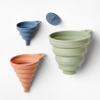 4pc Silicone Collapsible Funnel Set - Figmint™: Multicolored Kitchen & Cooking Funnels, Dishwasher-Safe, 5.59" Height | Target