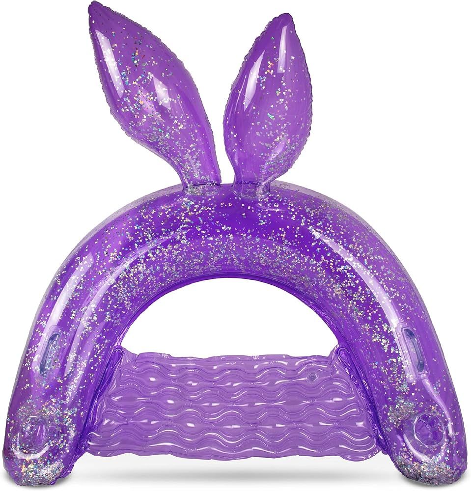 Inflatable Bunny Pool Float Chair - Sparkle Confetti Lounge Inflatable Pool Floats, 2 Built in Cu... | Amazon (US)