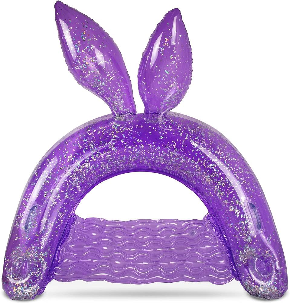 Inflatable Bunny Pool Float Chair - Sparkle Confetti Lounge Inflatable Pool Floats, 2 Built in Cu... | Amazon (US)