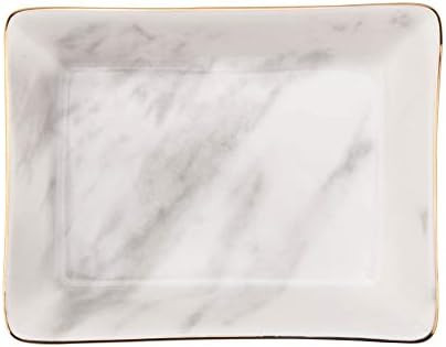 Saideke Home Jewelry Dish Tray Marble Pattern Ceramic Dish Handmade Rectangle Trinket Storage Gol... | Amazon (US)