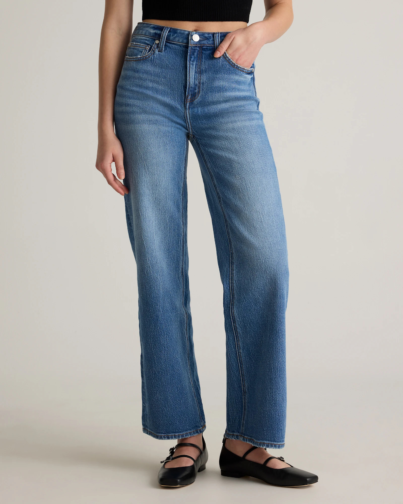 Bella Stretch Relaxed Straight Jeans in Atlantic Blue | Quince