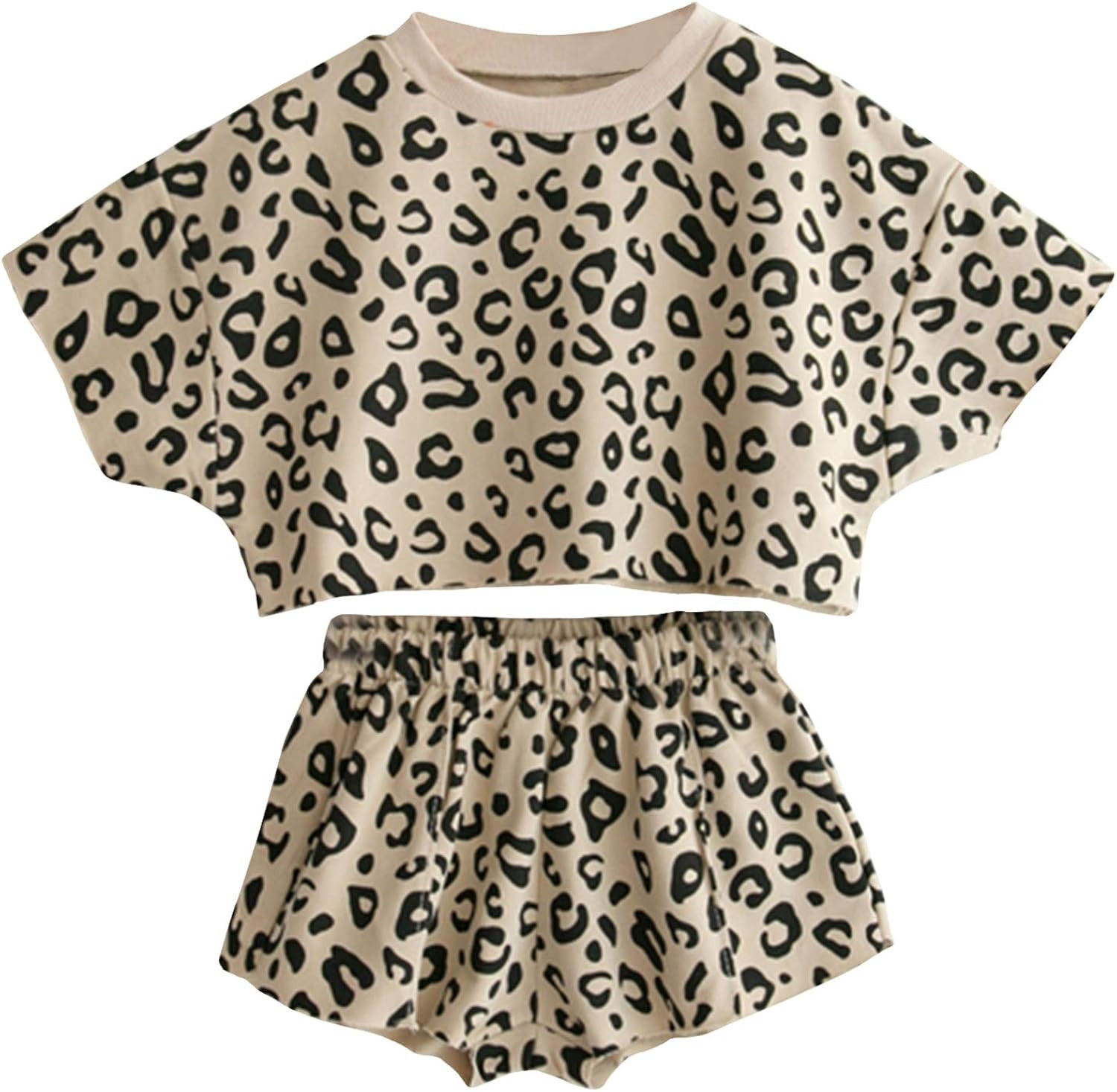 Toddler Baby Girls Leopard Print Summer Clothes Set T-Shirt and Short Pants 2pcs Outfits | Amazon (US)