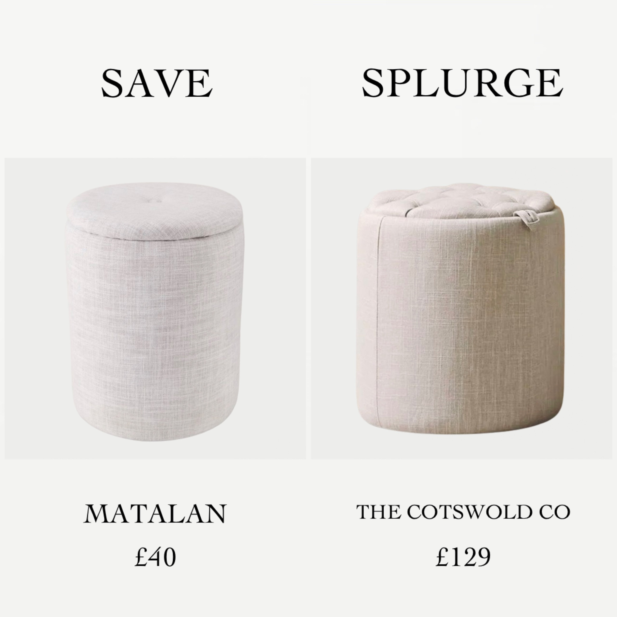 The Storage Pouffe 😍

I love the practicality of these linen pouffes 🤍

Admittedly the detailing on the Matalan version is slightly different compared to The Cotswold Company, but I love the versatility of these pouffes - they are perfect for extra seating, putting your feet up, and the hidden storage is fab for hiding away extra throws or cushions! 🤍

The Cotswold Company version is a much more detailed, and has a gorgeous quilted buttoned top which is reflected in the price 🤍

Get the look for less with this pouffe from Matalan, or invest in this quality version from The Cotswold Company if you’re able to splurge ✨

#LTKMostLoved #LTKhome #LTKfindsunder50