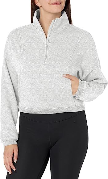 Bella Canvas Women's Cropped 1/2 Zip Sweatshirt | Amazon (US)