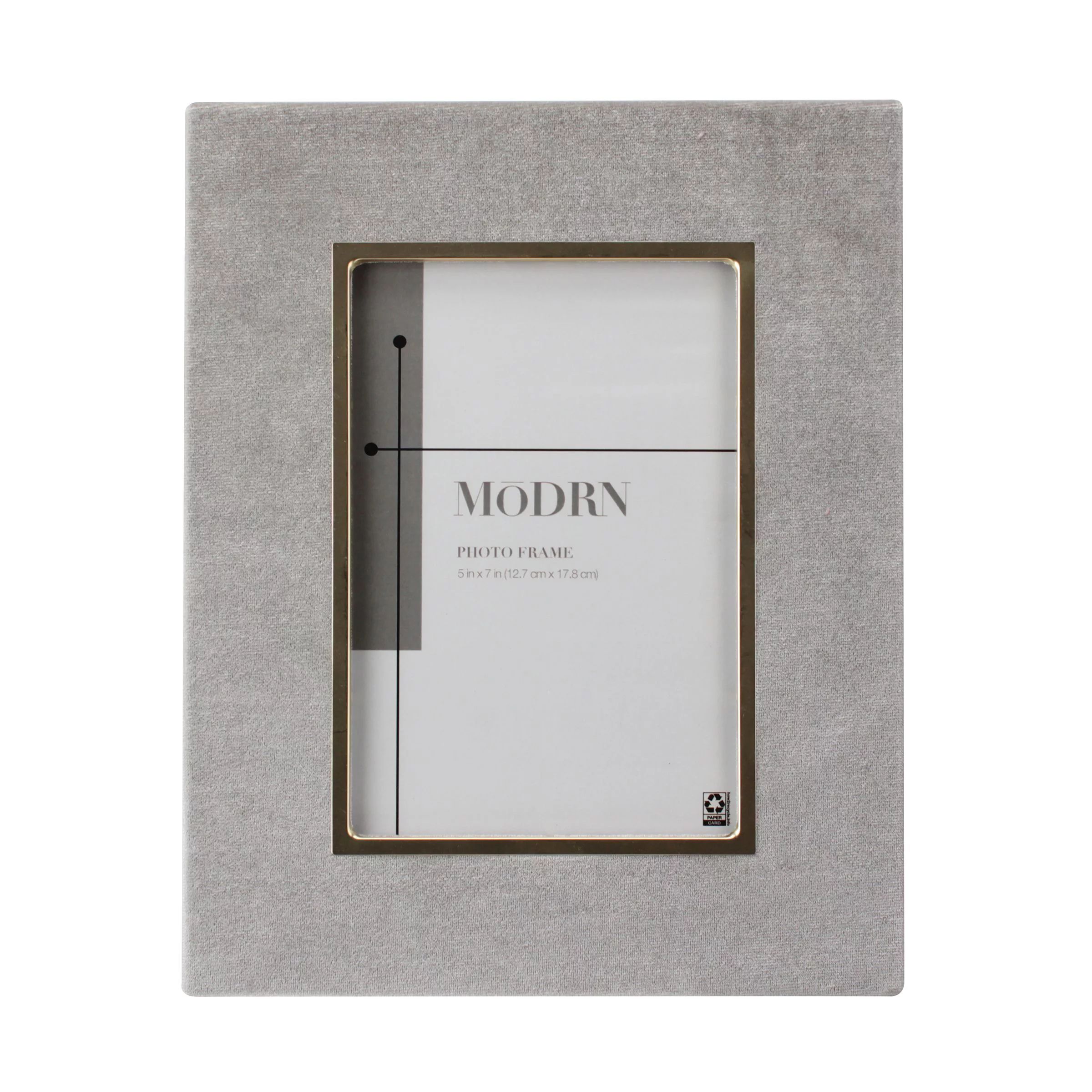 MoDRN 5x7 Rectangular Velvet and Metal Table Top Single Photo Frame, Gray - Walmart.com | Walmart (US)