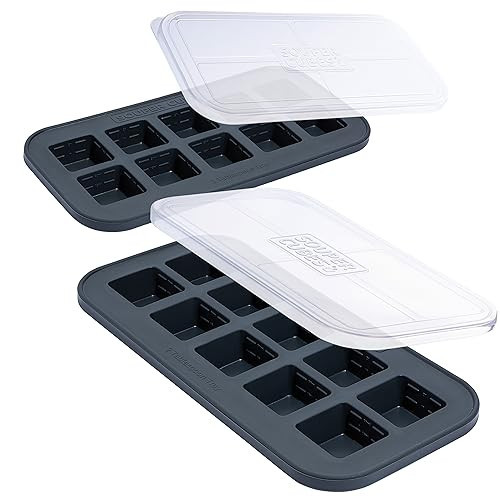 Souper Cubes 2 Tbsp. Silicone Freezer Molds - Perfect for Storing Garlic, Herbs, Ginger, Pesto, Tomato Paste, Lemon Juice, Purees and More - Silicone Baby Food Freezer Tray - Charcoal – 2-Pack | Amazon (US)