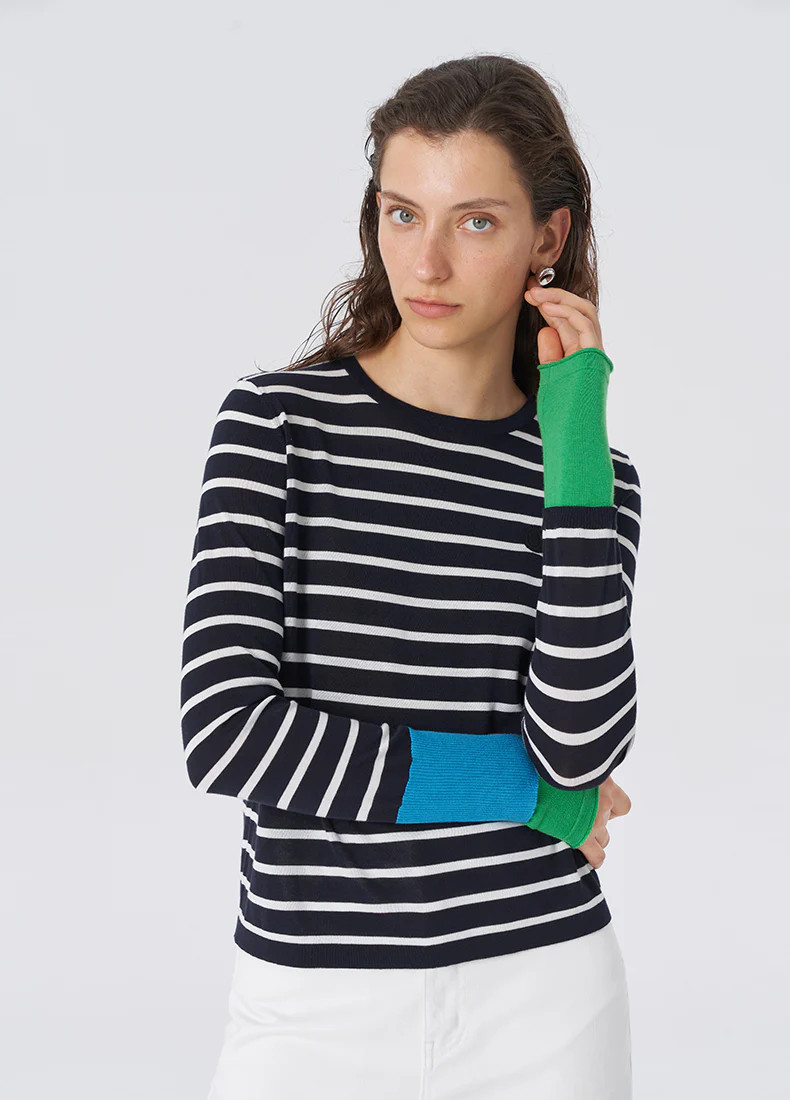 Striped knitted long sleeve top | SELFWHO