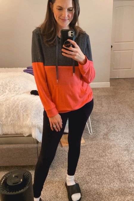 I love this sweatshirt! It has a zipper on both ends, near the arm to easily nurse. Wearing a small. The front pocket also helps hide the postpartum belly. 🤪 #amazon #nursingfriendly #breastfeeding 

#LTKbaby #LTKfindsunder50