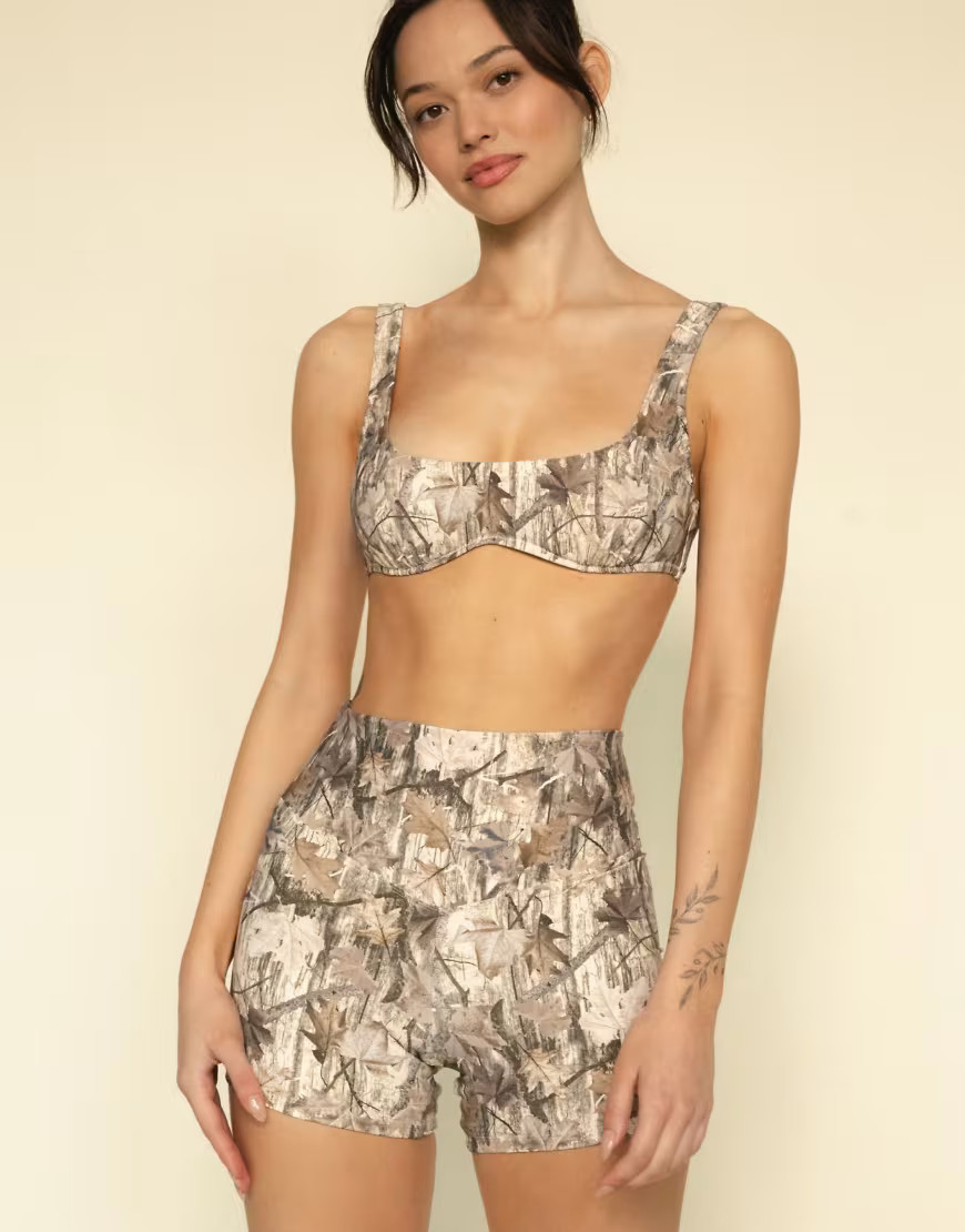 MONTCE kaia athletic top in camo-Green | ASOS (Global)