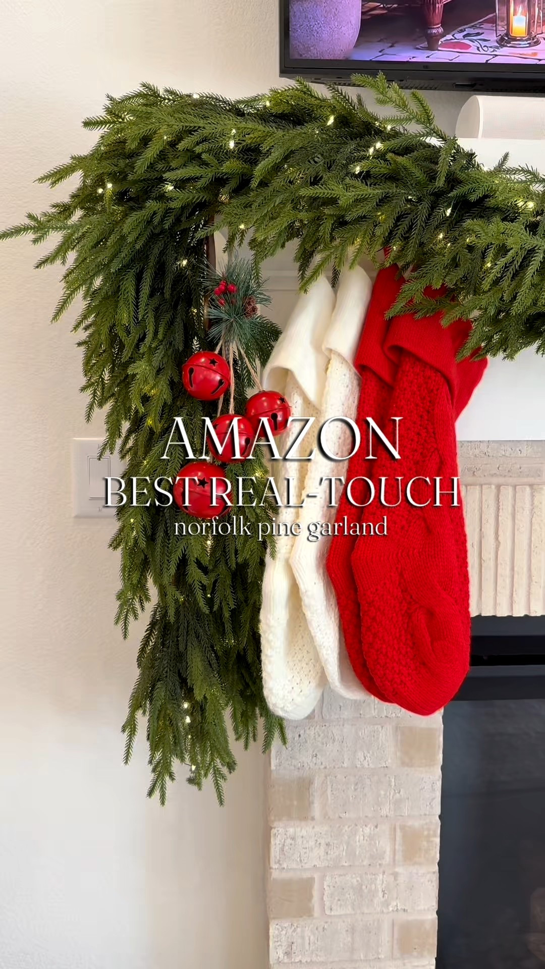 The best Amazon real-touch Norfolk pine garland! 🎄 This garland is so lifelike, soft and easy to work with! The branches are the perfect shade of green too! 🥰

I added plug-in fairy lights that come with a remote that has a timer & 8 different light functions ✨ I layered two strands of garland for an extra full look! 

#amazonfinds #amazonholiday #amazongarland #holidaydecor #holidaydecorfinds #holidayhome #holidayinspo #holidayfinds #christmasdecor #christmasdecorating #christmaslights #fairylights #stringlights #holidayhack #decoratinghack #christmastime #holidaywreath #christmaswreath #christmasgarland #homedecor #amazonstorefront #ltkholiday #christmasinspo #livingroomdecor #manteldecor #homestyling 

#LTKSeasonal #LTKHoliday #LTKHome