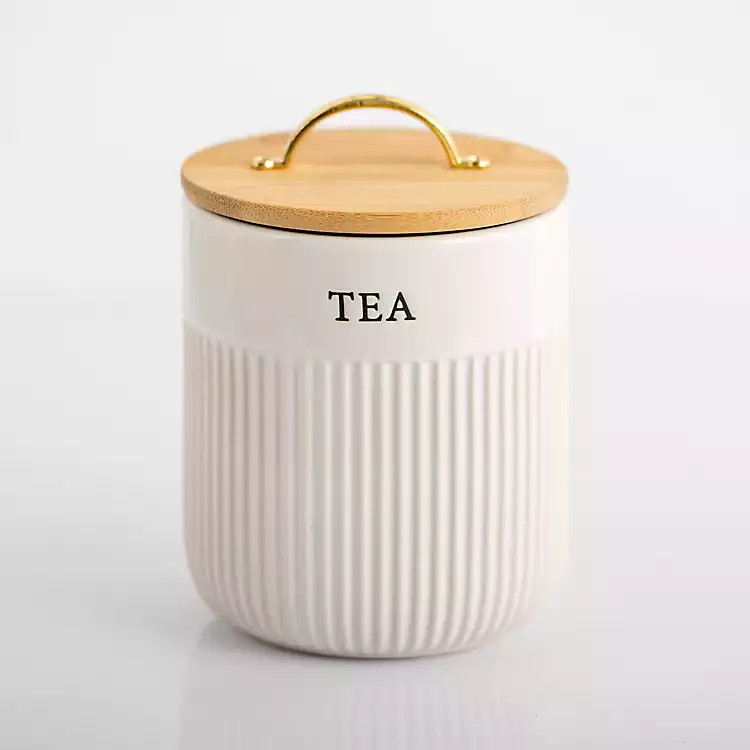 Tea Ribbed Ceramic Canister | Kirklands Home | Kirklands