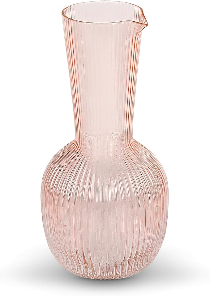 elle decor Ribbed Glass Carafe | Water Jug for Iced Tea, Wine Decanters, Mixed Drinks, and Bevera... | Amazon (US)