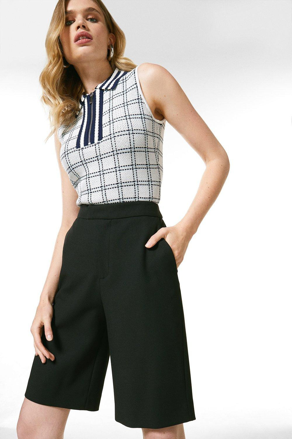 Compact Stretch Tailored Shorts | Karen Millen UK & IE