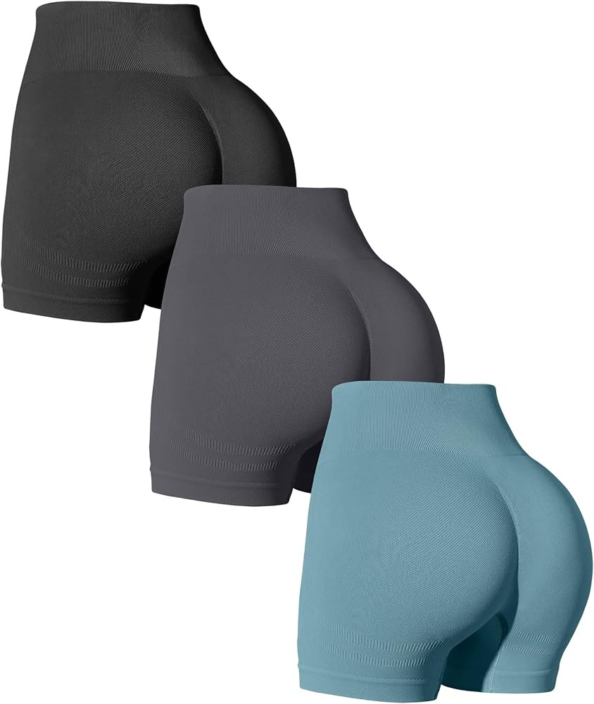 OQQ Women's 3 Piece Yoga Shorts Workout High Waist Butt Lifting Exercise Shorts Pants | Amazon (US)