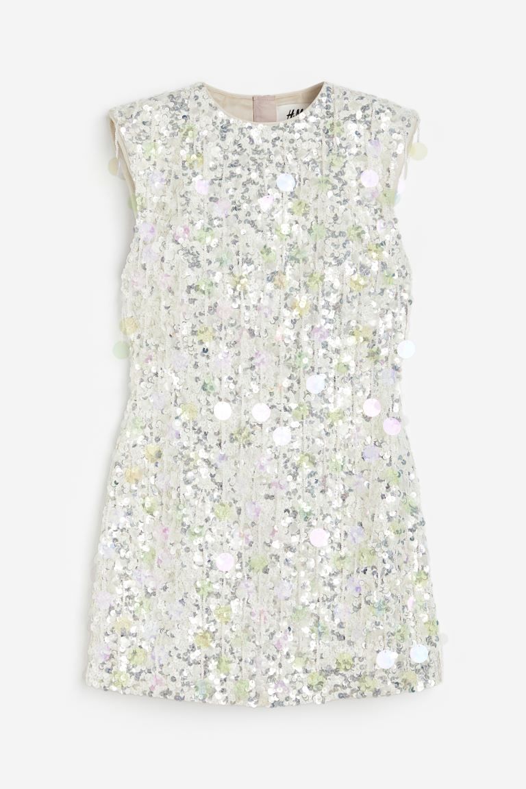 Sequined Linen-blend Mini Dress | H&M (US)