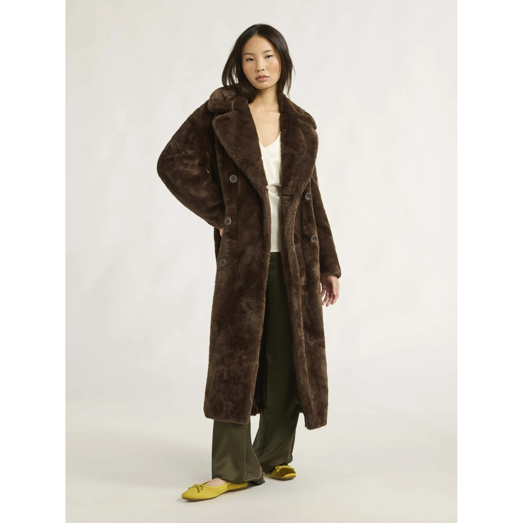 Scoop Women's & Women's Plus Faux Fur Oversized Maxi Coat, Sizes XS-4X | Walmart (US)