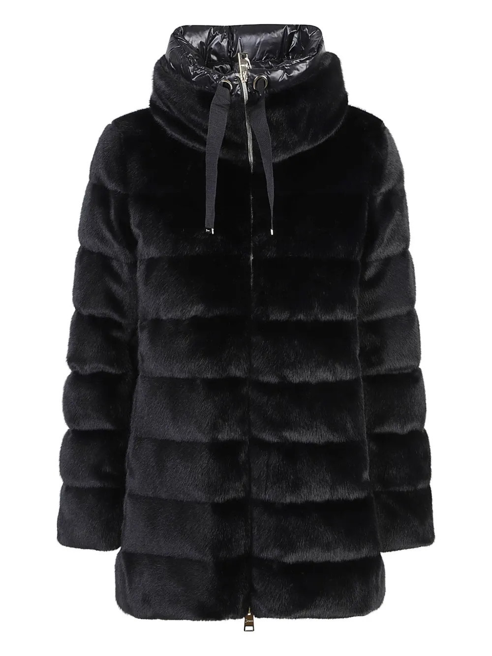 Herno quilted high-neck faux-fur coat - Black | Farfetch Global