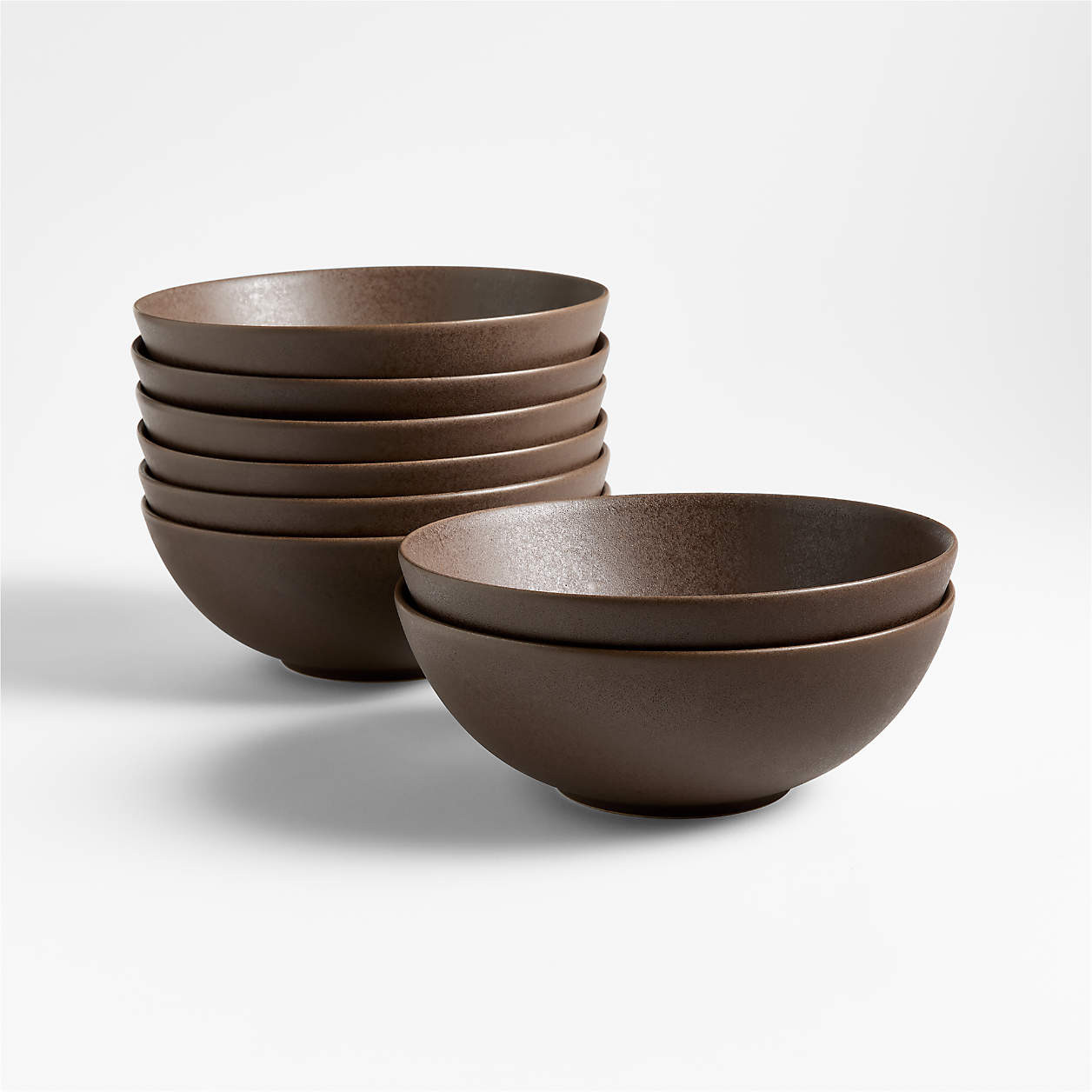 Craft Espresso Stoneware Cereal Bowls, Set of 8 + Reviews | Crate & Barrel | Crate & Barrel